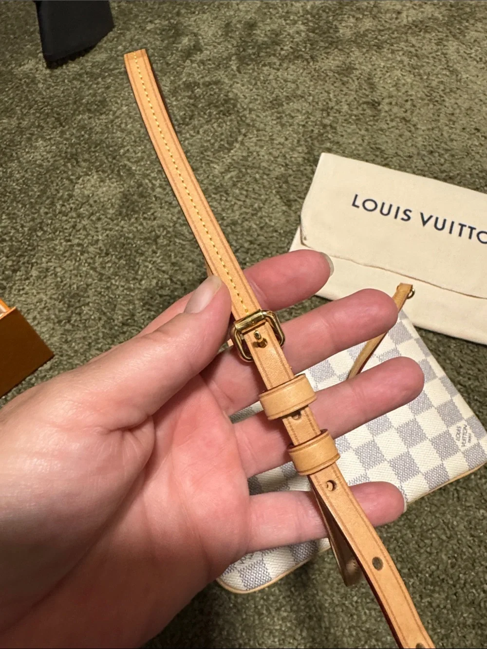 Louis Vuitton Damier Azur Crossbody Pochette in White and Tan